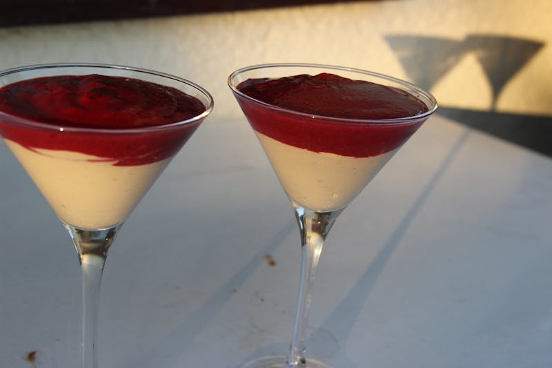 Panna Cotta Italian dessert with berry coulis